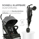 KikkaBoo BEETLE Kinderwagen, Babysportwagen bis zu 22 kg, Zusammenklappbar, Leicht, Kompakt, Grau