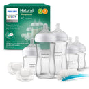 Philips AVENT Natural Response Glas-Geschenkset für Neugeborene – 3 x 120 ml und 2 x 240 ml Babyflaschen, 2 x ultra soft Schnuller 0–6 Monate, Flaschenbürste, BPA-frei (Modell SCD879/11)