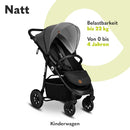 LIONELO Natt Kinderwagen Buggy bis zu 22 kg Verstellbarer Griff und Verstellung der Rückenlehne zur Liegeposition, 5-Punkt-Gurt Große Offroad-Räder Wasserdichtes XXL-Verdeck, 0-4 Jahre