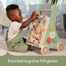 Tiny Love Baby Lauflernwagen Holz, 2-in-1 Activity Baby Lauflernhilfe, 12 interaktive Aktivitäten, motorische Fähigkeiten, kognitive Entwicklung, natürliches Design
