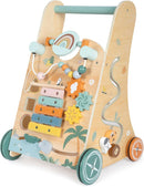 small foot Lauflernwagen „Safari“ aus Holz, 3 Seiten, Räder mit Gummiringen, Lauflernhilfe für Kinder ab 1 Jahr, 12640