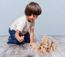 small foot Naturbausteine aus Holz, 100 Bausteine in verschiedenen Formen, mit Leinenbeutel, ab 12 Monaten, Art. 7073 Toys