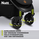 LIONELO Natt Kinderwagen Buggy bis zu 22 kg Verstellbarer Griff und Verstellung der Rückenlehne zur Liegeposition, 5-Punkt-Gurt Große Offroad-Räder Wasserdichtes XXL-Verdeck, 0-4 Jahre