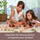 Tiny Love hölzerner Stapelzug, Holzzug Baby, Zug Spielzeug Holz mit 3 Waggons und 14 stapelbaren Spielklötzen, Kreativität, motorische Fähigkeiten, natürliches Design, 18+ Monate, Boho Chic