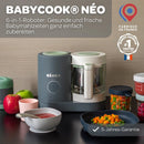 Béaba - Babycook Neo - 6 in 1 Babynahrungszubereiter - Schonender Dampfgarer - Glaskrug und Garkorb aus Edelstahl - Mineralgrau