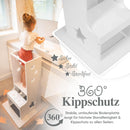 Kids Woody Star® Lernturm ab 1 Jahr [360° KIPPSCHUTZ] Höhenverstellbar Learning Tower Lernturm Montessori | Tritthocker Kinder | Holz/Weiß Eckig