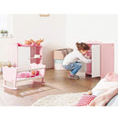 PINOLINO Puppenwiege Jasmin, Set 4-tlg - rosa & weiß, inkl. Bettzeug Kleine Herzen, Holz, MDF, Puppenbett für Kinder ab 2 Jahren