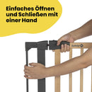 Safety 1st Simply Close Wood and Metal, Babyschutzgitter, Türschutzgitter ausziehbar, Druckbefestigung, Öffnung von 73–80cm, Treppenschutzgitter ohne Bohren, EIN-Hand-Öffnung