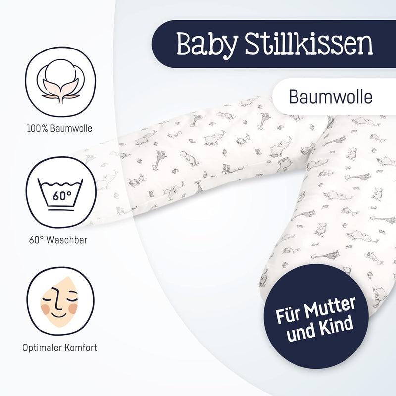 Julius Zöllner 4670016100 Stillkissen mit Perlenfüllung , bedruckte Baumwolle, Safari, 190 cm