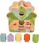 small Foot Steckwürfel Haus „Jungle Friends“, Motorikspielzeug aus FSC® 100%-zertifiziertem Holz, für Kinder ab 12 Monaten, 12767, Rot, Blau, Gelb, Grün, Orange