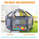 Laufstall Baby Faltbar mit Matratze, CutieClub Laufgitter Baby Pop-up Laufstall, Großer 6 Eckig Playpen mit Anti-UV-Überdachung Reiselaufstall mit Tragetasche für Haus,Garten,Strand Outdoor (Grau)