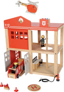 small Foot Große Feuerwache mit Zubehör, detailreiches Holz-Spielset mit Licht & Sound, mit umfangreicher Ausstattung, für Kinder ab 3 Jahren, 12703, 20-TLG
