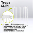 LIONELO Truus Slim Sicherheitstor, Verstellbare Breite von 75 bis 105 cm mit Press-Fit, Höhe 77 cm Öffnung in beide Richtungen Selbstverriegelung, abgerundete Kanten