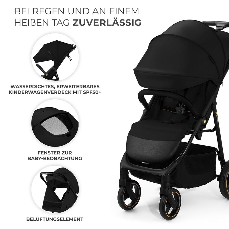 Kinderkraft TRIG 3 Kinderwagen, Kinderbuggy, Liegewagen, Sportwagen, Buggy, Zusammenklappen, Breite und tiefe Sitz, mit Liegeposition, 4 Rad Dämpfung, Große Dach, 5-Punkt-Gurt