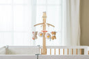 Nattou Wooden Musical Mobile with Plush Velour, Hedgehog, Cow and Cat, Gentle Lullaby La-Le-Lu, Approx. 65 x 31 cm, Mila, Zoë and Lana, Beige