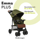 LIONELO Emma Plus Kinderwagen bis zu 15 kg, Kindersportwagen, leicht modern klein Buggy mit Liegeposition, zusammenklappbar, große Räder, großer Korb