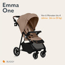 LIONELO EMMA ONE Buggy bis zu 22 kg von 6 m bis 4 Jahre Schwenkbare 360 Räder° Vollfederung Einhändig klappbar Verstellbare Rückenlehne und Fußstütze XXL-Verdeck UPF50+