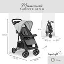 hauck Shopper Neo II, Grey - Kinderbuggy mit Liegeposition ab Geburt bis 22 kg, 2x Tablett mit Getränkehalter, Einhändig Klein Zusammenklappbar, Tasche im Verdeck, XL Korb