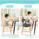 Czrrzl SitzerhöHung Stuhl Kind PU Wasserdicht Stuhlerhöhung Kinder mit Rückenlehne und Verstellbaren Sitzgurten Rutschfester Boden Tragbar Hause Kinder Sitzerhöhung Stuhl für Zuhause Unterwegs(Grau）