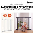 hauck Clear Step Autoclose 2, Weiß - Schutzgitter Treppe Tür 75–80 cm, Kindersicheres Absperrgitter mit flachem Einstieg, Türgitter mit Auto Close, 1 Hand Öffnung, ohne Bohren - nur für Innen