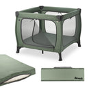 hauck Sleep N Play SQ Set, Dark Green - Kinderreisebett & Laufstall mit Matratze 5 cm dick - Inklusive Tragetasche - Klein Zusammenklappbar - für Babys & Kinder ab Geburt bis 15 kg