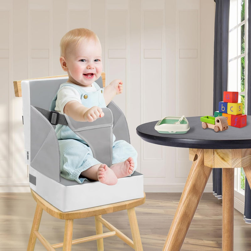 Sitzerhöhung Stuhl Kind – 3-Punkt-Gurt Sitzkissen Kinder Baby PU Waschbar Tragbare Stuhl Sitzerhöhung mit Gurte Kindersitzkissen Hochstuhl für Reisen, Kompakte Leichte Reise Booster Sitz