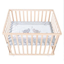 roba Laufgitter Jumbotwins 75 x 100 cm inkl. Einlage - Mobiles Krabbelgitter mit Rollen - Laufstall höhenverstellbar - Holz natur