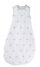 roba Schlafsack 110 cm Little Stars - Babyschlafsack ganzjährig für Sommer & Winter - Kinderschlafsack aus atmungsaktiver Baumwolle - Stern Motiv in Weiß / Hellgrau