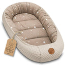 Nestchen Baby - Babynestchen Neugeborene Minky Babynest für Kinderbett Vielseitiges tragbar Nest kuschelnest zubehör für babybett warm Winter coccon Beige mit Weiß Sternen