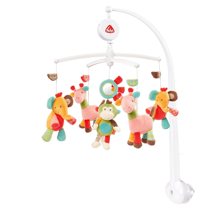 Fehn Musik-Mobile Safari – Spieluhr-Mobile mit bunten Safari-Tieren zum Lauschen & Staunen – Melodie "Brahms Wiegenlied"
