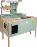 Small Foot Kaufladen und Kinderküche Salbeigrün „Fresh“ aus Holz mit Zubehör, Spielküche & Marktstand, Rollenspielzeug für Kinder ab 3 Jahren, 12688, grün