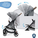 Asalvo Kinderwagen, zusammenklappbar, leicht und kompakt, breiter und bequemer Sitz, voll verstellbare Rückenlehne, ausziehbar, mit Visier/gefederte Räder, Grau