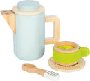 small Foot Kaffee und Tee Set Kinderküche aus Holz, 15-TLG. Küchenspielzeug, Rollenspiel für Kinder ab 2 Jahren, 12484, Natural Wood
