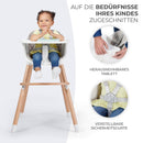 Kinderkraft Hochstuhl SIENNA 2 in 1, Kinderhochstuhl, Babystuhl, Kombihochstuhl, Beine aus Holz, 5-Punkt-Gurt, Fußstütze, abnehmbare Tablett, Rutschfeste Stuhlbeinkappen, ab 6 Monate bis 4 Jahre