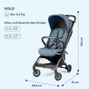 Peg Perego Leichter Buggy Volo mit Regenschutz, Handgepäckgröße, Flugzeuggeeignet, Kompakt, Ab Geburt bis 22 kg, Reisetasche Inklusive, Blue Cameo