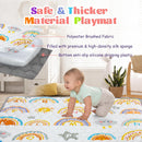 Funsland Krabbelteppich für Baby, Rutschfeste Baby Spielmatte Schadstofffrei 127x127cm, Baumwolle Tier Krabbelmatte Baby Faltbar mit Einem Höhenlineal, Kinder Spielmatte für Innen/Außen/Zaun