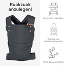 marsupi Classic Babytrage - Neugeborene von der Geburt bis zu 15 kg - Baby Erstaustattung - Klett-Verschluss - Leicht und Kompakt - Grey S/M