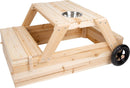 Small Foot Wooden 3-in-1 Sandbox with Seating Area, Mud Table, Oxford Cover, 150 kg Load Capacity