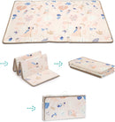 LUDI - Faltmatte in 8 - Leicht, Kompakt, Bequem - 2 Seiten, Pastell-Design und Auto-Bahn - Ab Geburt - Fördert die Motorik - Wasserdicht