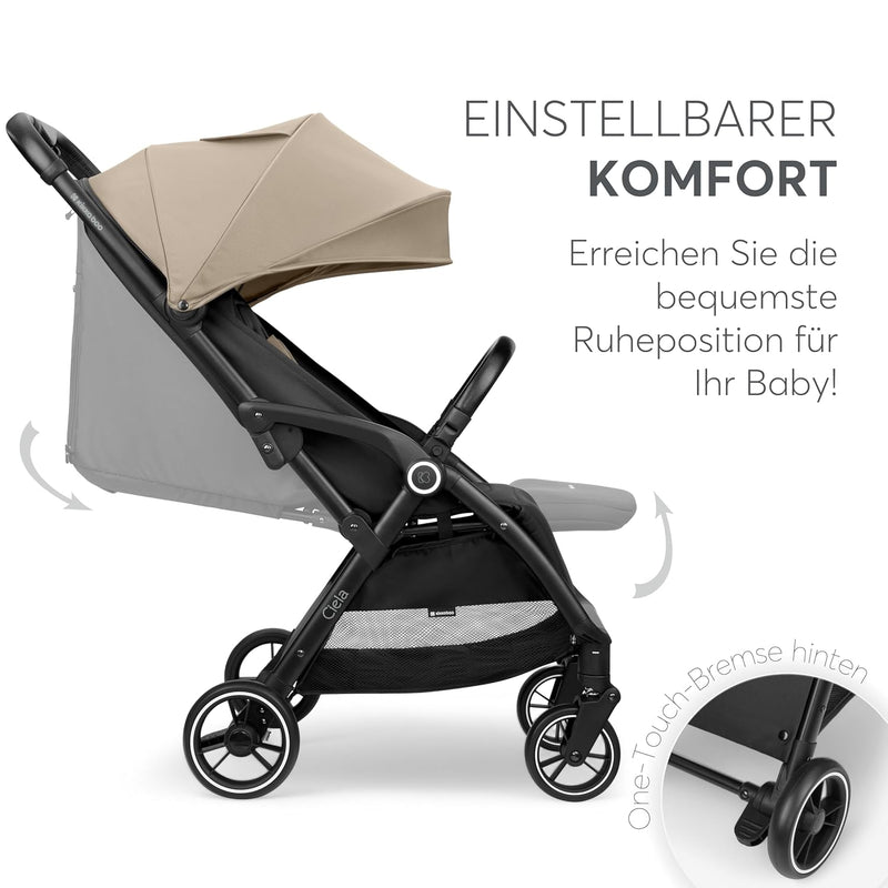 KikkaBoo Buggy Kinderwagen Reisebuggy CIELA, Bis 22 kg, Leicht (7,1 kg), One-Hand-Faltbar, Atmungsaktiv & Wasserabweisend, Inkl. Regenschutz, Beige