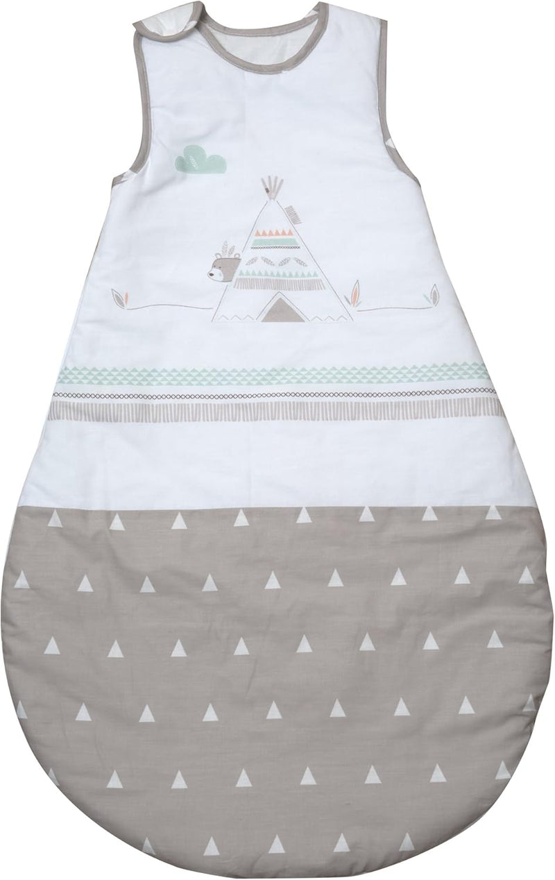 roba Schlafsack 90 cm Indibär - Babyschlafsack ganzjährig für Sommer & Winter - aus atmungsaktiver Baumwolle - Bären Motiv in Braun / Weiß