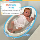 Nuby – Babybadewanne ab Geburt mit integrierter rutschfester Unterstützung & weichem Kopfpolster – Kinderbadewanne für Dusche & Babywanne – Überall Verwendbar – Weiß & Grau