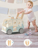 ROBUD Lauflernwagen Holz, Multifunktion Baby Lauflernhilfe mit & Rädern & Bauklötzen Spielgeräte Aktivitätszentrum Set, Baby Walker Spielzeug Geschenk für Kleinekinder Kinder 10 Monate - 1-2 Jahre