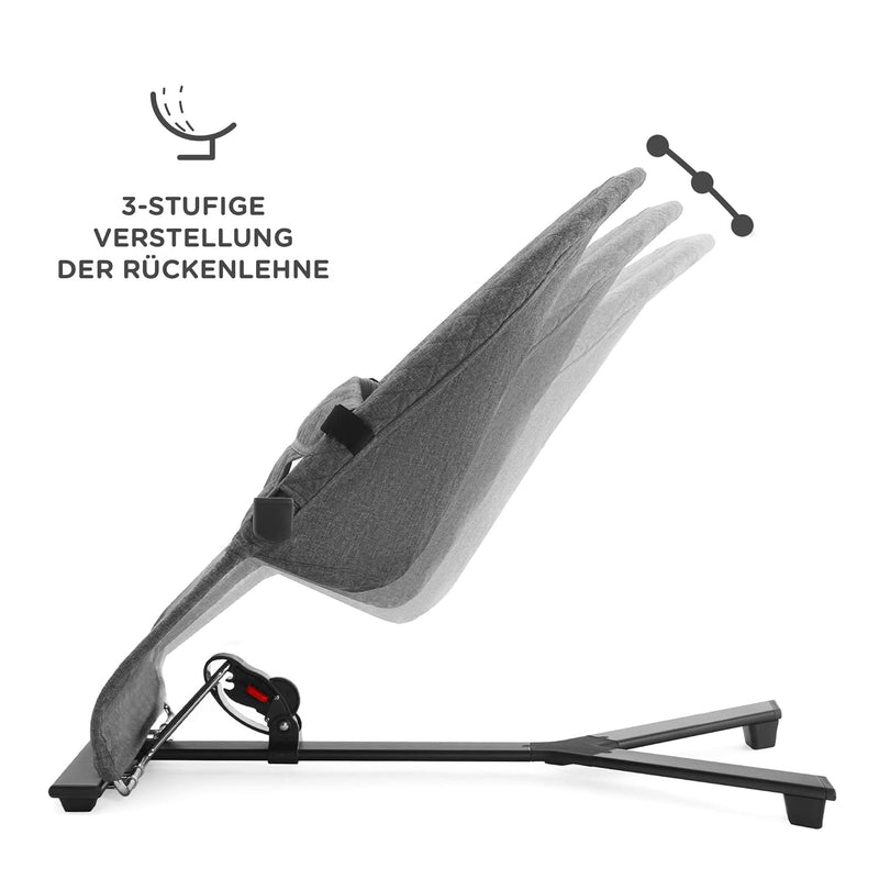 Kinderkraft Babywippe MIMI, Spielbügel mit 2 Spielzeuge, verstellbare Rückenlehne, Weiches Material, Minimalistische Skandinavisches Design, Zusammenklappbar