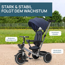Chicco, 4in1 Trike, Metallrahmen, Eva-Gummiräder, 4-Punkt-Gurtsystem, Teleskopgriff und Abnehmbares Verdeck, Kinderwagen mit Wendesitz, Körbchen, von 6 Monaten bis 5 Jahren