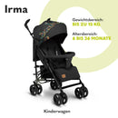 LIONELO Irma Kinderwagen bis 15 kg, Kinderwagen, leichter moderner Kinderwagen mit Liegefunktion, faltbar, große 6-Zoll-Räder, großer Korb, Tasche, Moskitonetz Dreamin