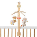 Nattou Wooden Musical Mobile with Plush Velour, Hedgehog, Cow and Cat, Gentle Lullaby La-Le-Lu, Approx. 65 x 31 cm, Mila, Zoë and Lana, Beige