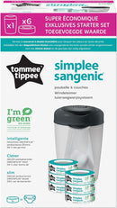 Tommee Tippee Simplee Windeleimer, mit 6 Nachfüllkassette, Schützt gegen Gerüche und Keime*, Zu 100 % Recyceltes Gehäuse