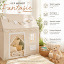 LIONHERZ® DAS ORIGINAL children’s playhouse with mailbox | indoor play tent | with mat & bunting | 3 windows & opaque door curtain | children’s playhouse for the nursery | cosy corner for girls & boys
