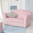 roba children's sofa Lil Sofa with armrests for girls and boys – comfortable children's couch – pink velvet fabric – seating furniture for babies and children's rooms